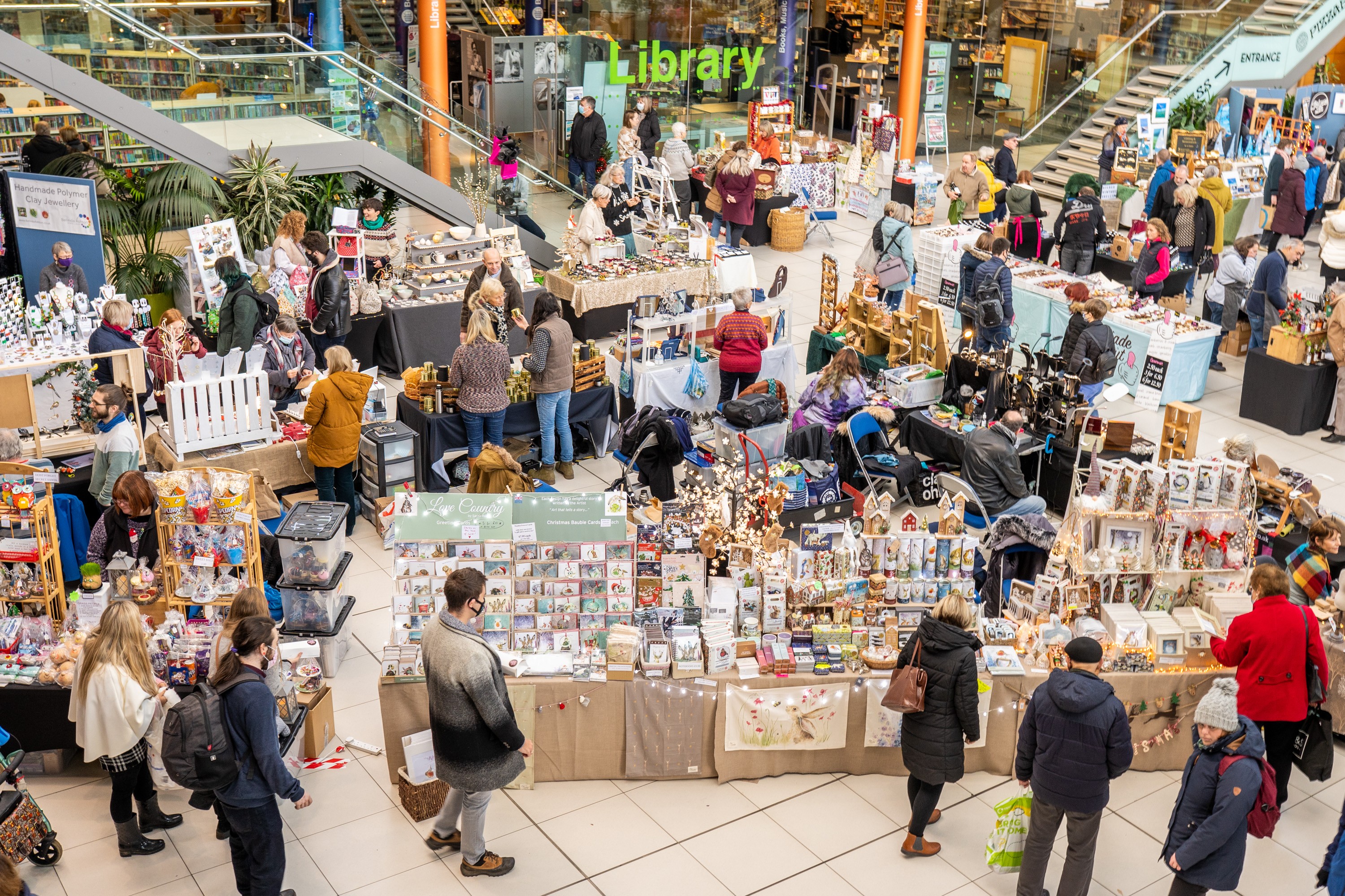 The Festive Fair at The Forum - Christmas gift fair with multiple stalls and people shopping
